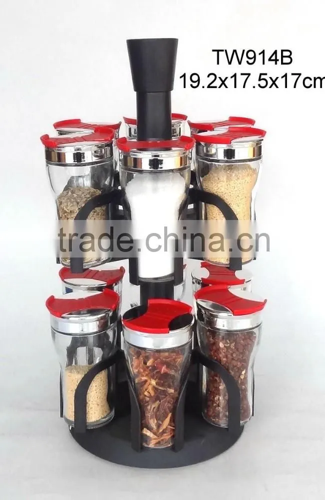 TW994 4pcs glass spice jar set with plastic stand