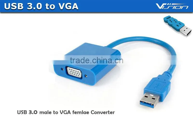 USB 3.0 to VGA Video Graphic Card Display External Cable Adapter for PC Laptop Windows 7/8