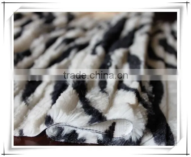 100% polyester zebra pattern faux fur fabric