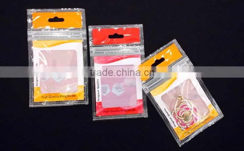 cheap plastic bag printing for the mobile ring laminated poly bag Red Orange printed zipper bag
