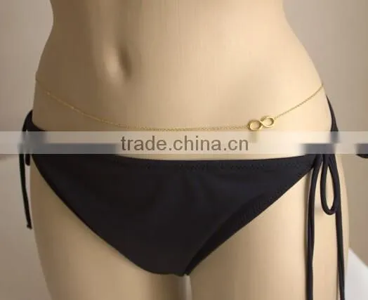 Celeb Sexy Women Lucky No. 8 Beach Body Jewelry Bikini Beach Belly Waist Chain wholesale