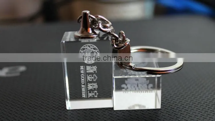 promotional gift transaprent crystal glass blank keychain
