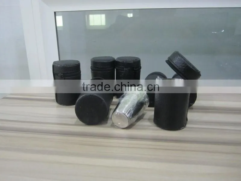 Stainless steel cup with leather wrapped and logo 4pcs in leather bag