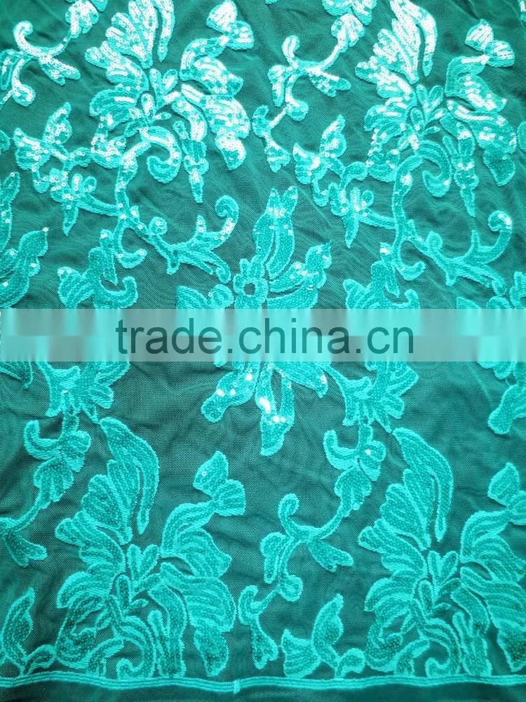 Wholesale Fancy sequins lace fabric for bridal and girls dress white sequined mesh lace french net lace textile