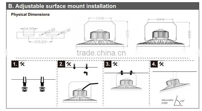 industrial pendant light 100W 150W 200W 240W ufo led high bay light 5 years warranty