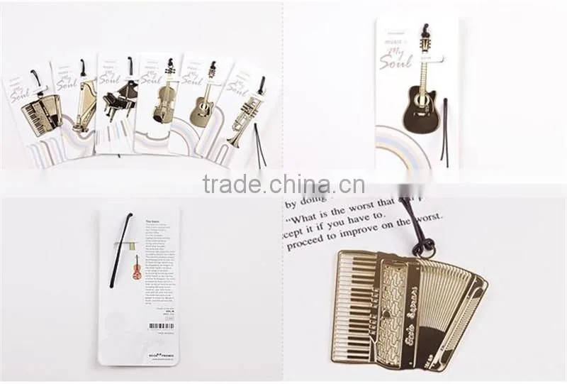 Exquisite Musical Instruments Metal Gilded Accessories Creative Music Bookmarks