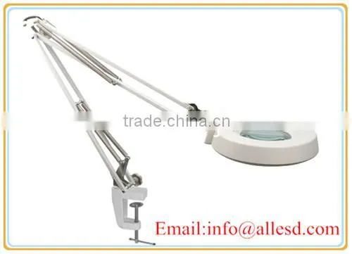Table-clamp type LED light optical illuminated magnifier