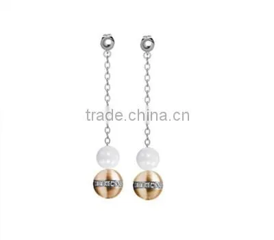 Wholesale women earring 316l stainless steel main material ceramic beads women's gold plated earring