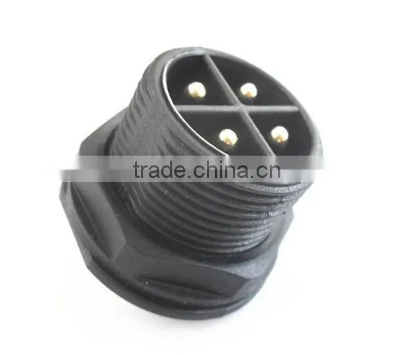 4 pins panel front mounted male socket with female plug waterproof connector