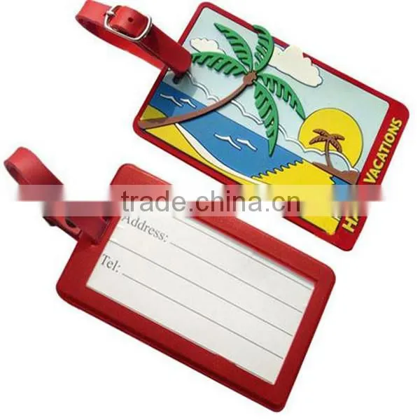 PVC Embossed Rectangle Airplane Luggage Tag For Traveling