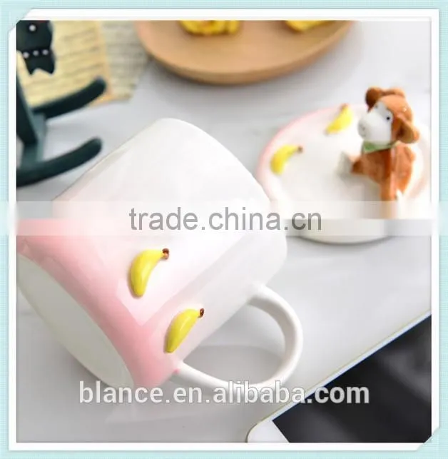 unique design animal mug with funny phone holder lid