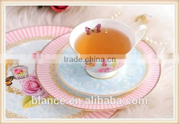 flower and bird coffee tea set in golden edge design