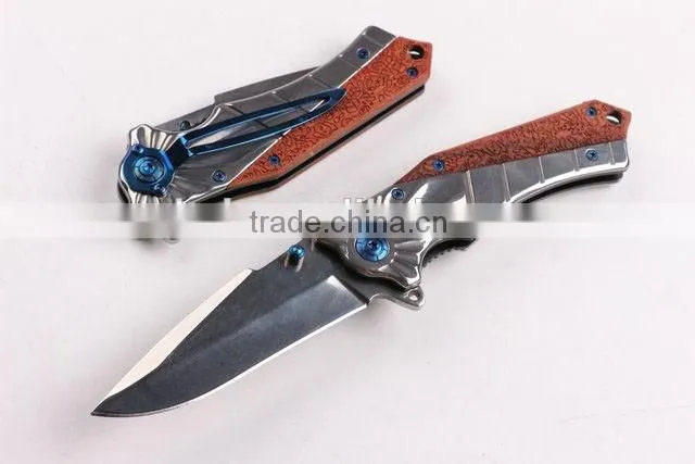 OEM outdoor pocket hunting knife with wood