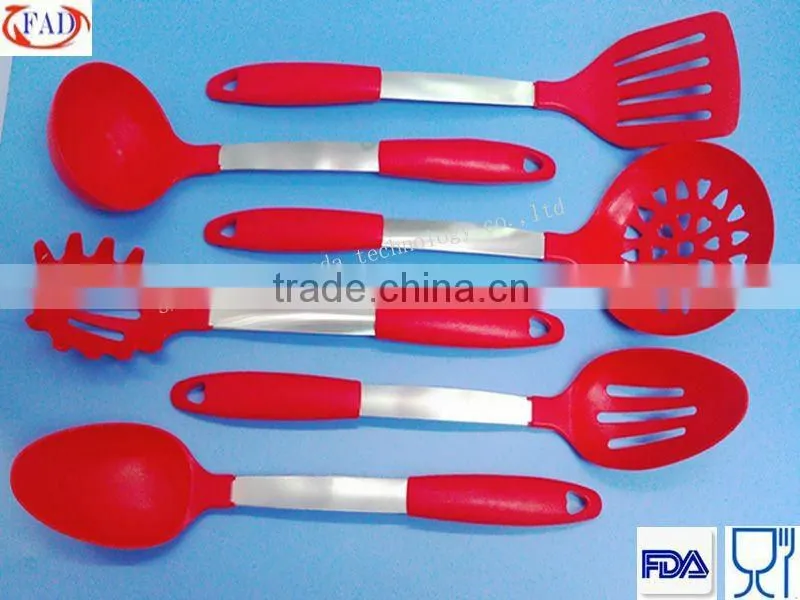 2012 Colorful Kitchen Stainless Steel Cooking Tool Sets With FDA Silicone Coats