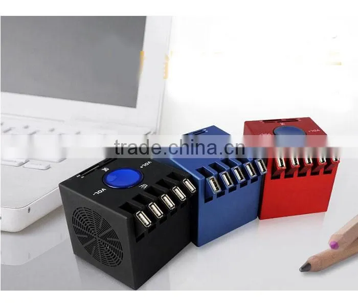5 Ports Stereo Shaped USB 2.0 Hub with speaker