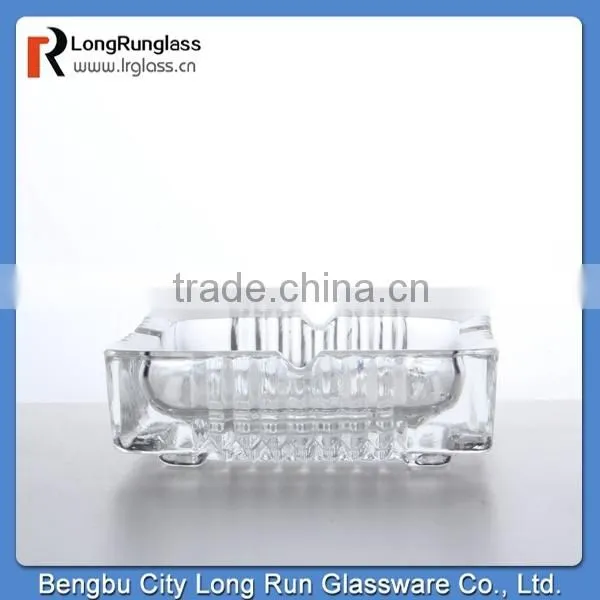 LongRun classico design vertical stripes carved square glass ashtray