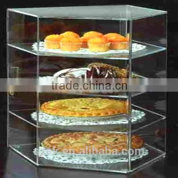 high class fahionable clear tall acrylic bread display case with lid and lock factory hot sale