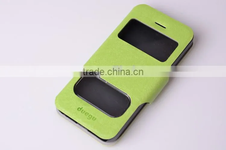 Double Sided Leather Case with Window for iphone 5 Case non Transparent