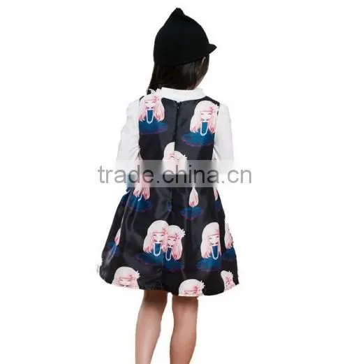 2016 high quality cartoon child baby dress model spring summer baby girls dress designs