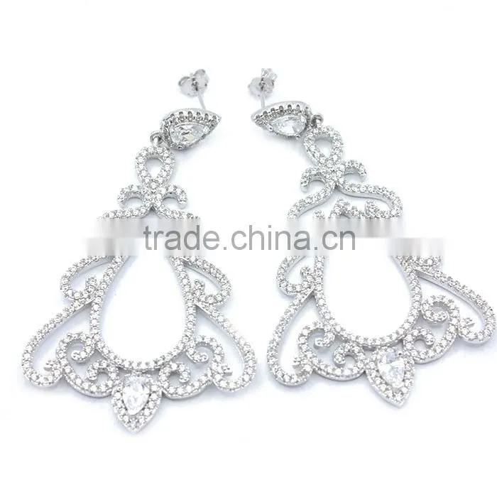 2014 wholesale CZ jewelry silver new model earrings