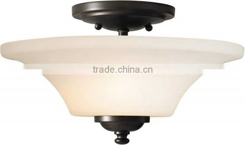 Brushed Steel 2 Light Semi-Flush Ceiling Fixture