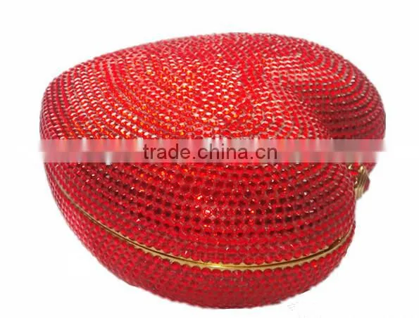 Latest fashion full diamond heart-shaped evening bag