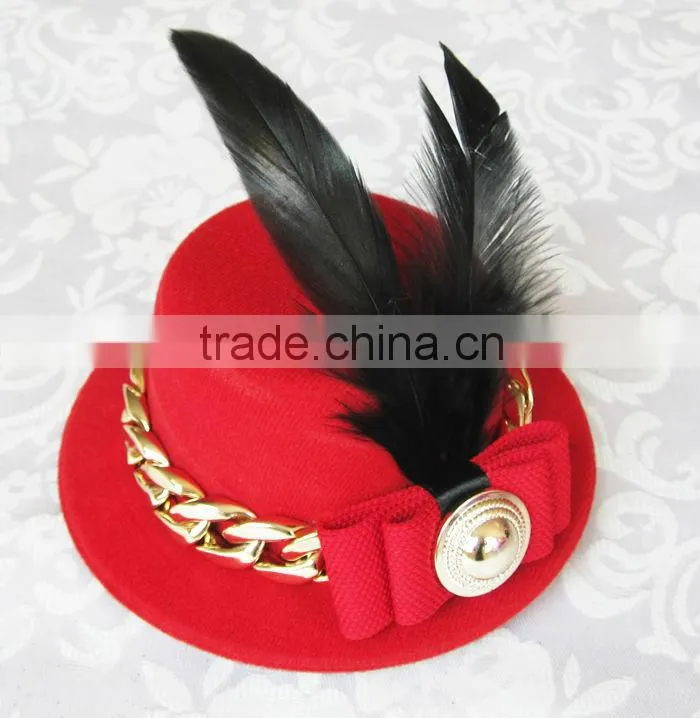 MYLOVE Red Top Hat Hair Fascinator Hair clips Party Prom hair Accessories MLXM002