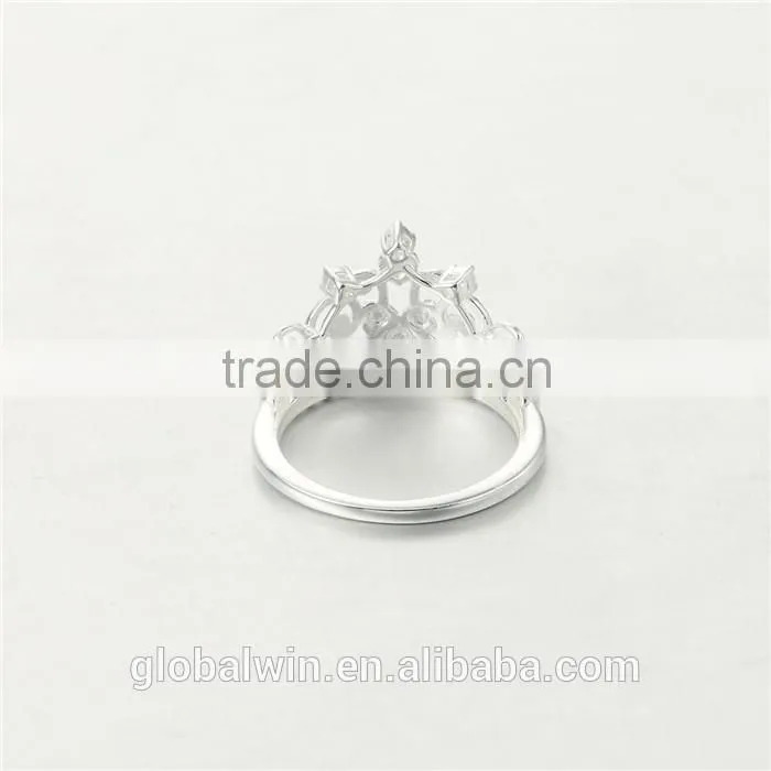 Fine Jewelry European Design Pure Silver Clear CZ Crown Ring