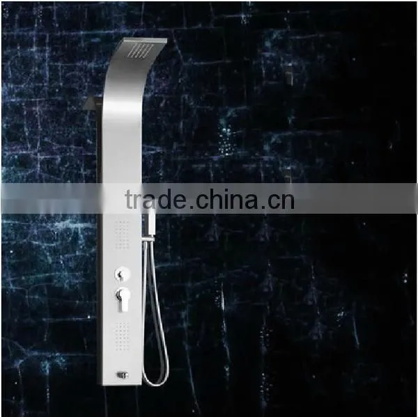 thermostatic stainless steel shower panel, hairline surface chrome finished, wall mounted shower panel