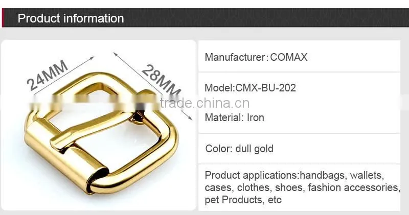 Gold Metal Roller Pin Buckle For Handbag