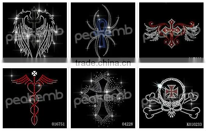New Design Bling Cross And Wings Hot Fix Glitter For Decoration