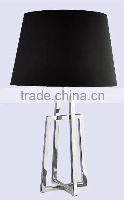 Metal Base And Body In Chrome Plated With Fabric Lampshade Bedside Table Lamp Study Table Lamp