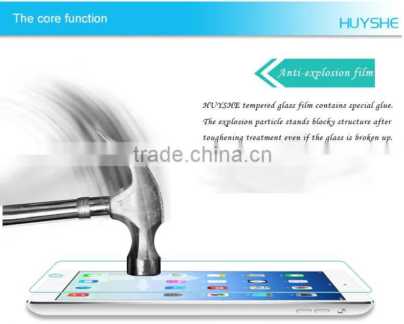 HUYSHE 0.3mm 9h hd 2.5d round edge high quality cooyee screen protector for ipad 2