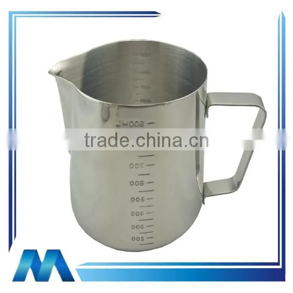 stainless steel measuring milk mug, Scale milk jug,graduate metal milk cup