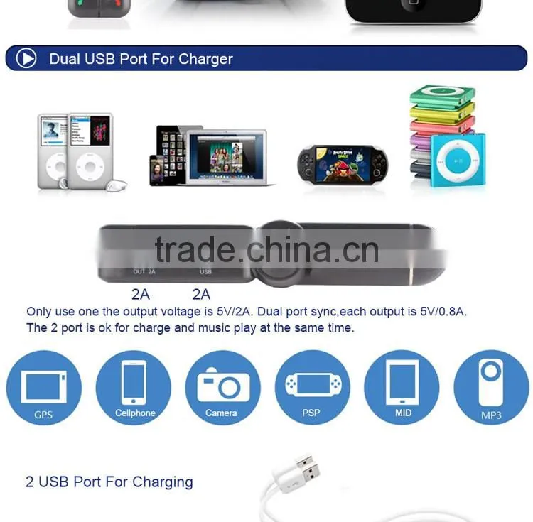 fm Radio Stereo Adapter bluetooth car charger with Handsfree Calling and USB Charging Port Up to 2.1A
