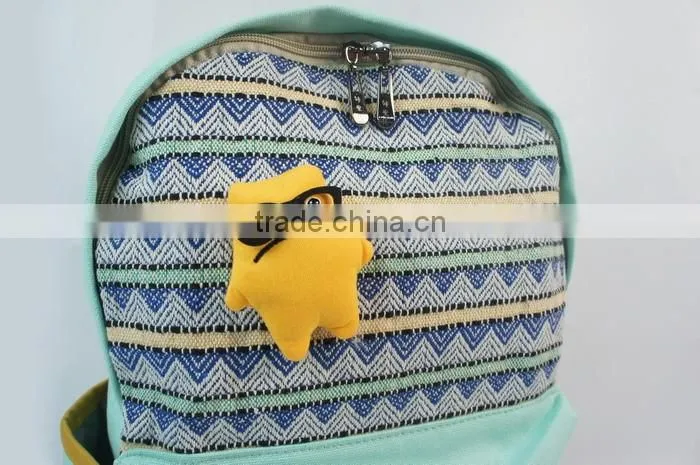 Lightweight Canvas Laptop Bag/Cute School Backpack Travel Bag with Little Doll