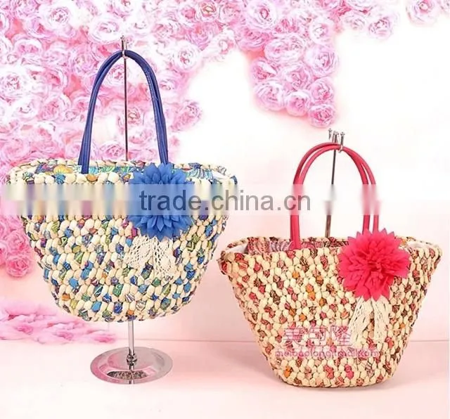 Handmade cheap summer corn straw beach bag