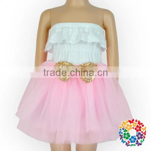 Sequin Bow Front Girls Perform Short Skirt 4 Layers Tulle Baby Ballet Tutu Skirt Girls