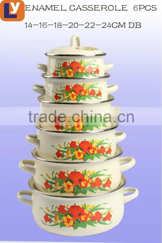 676DB 14-24CM cookware set with normal handle hot seal enamel casserole