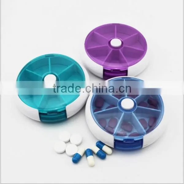 custom round 7 compartment plastic medicine storage pill box,custom practical plastic seven days pill box,plastic pill box