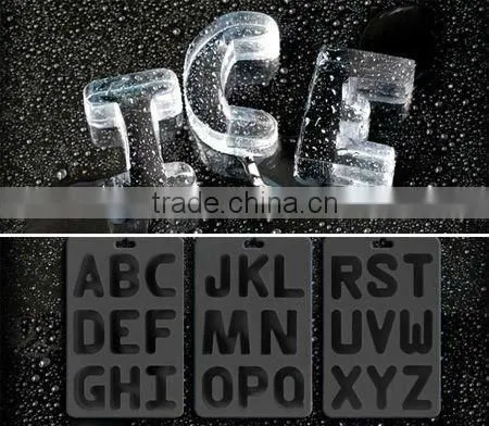 2013 factory promotional FDA letter shape silicone ice cube tray
