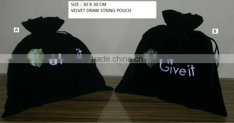 Velvet promotional pouch with logo print