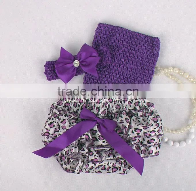 wholesale adorable baby diaper and crochet tube top3 sets , satin baby bloomers, baby ruffle bloomers