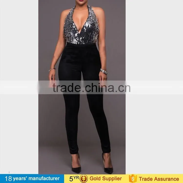 2014 new women block color BLACK WHITE tie Long plus size wide leg soft elegant women stripe evening jumpsuit OEM cheap bulk