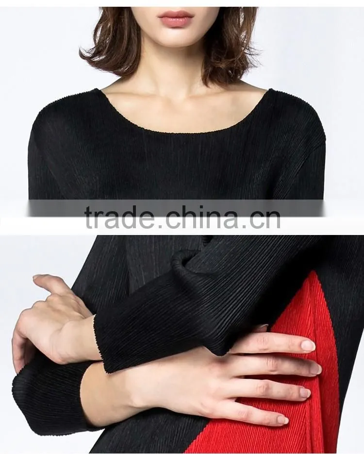 High elastic pleat asymmetrucal spring women dress
