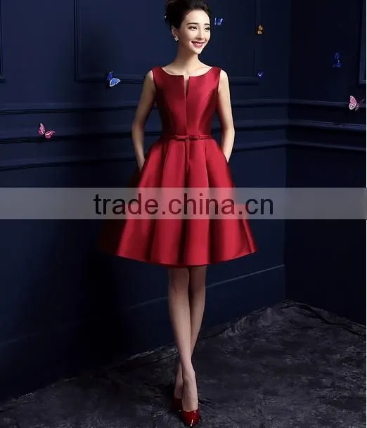 sexy tight short design satin red prom dress