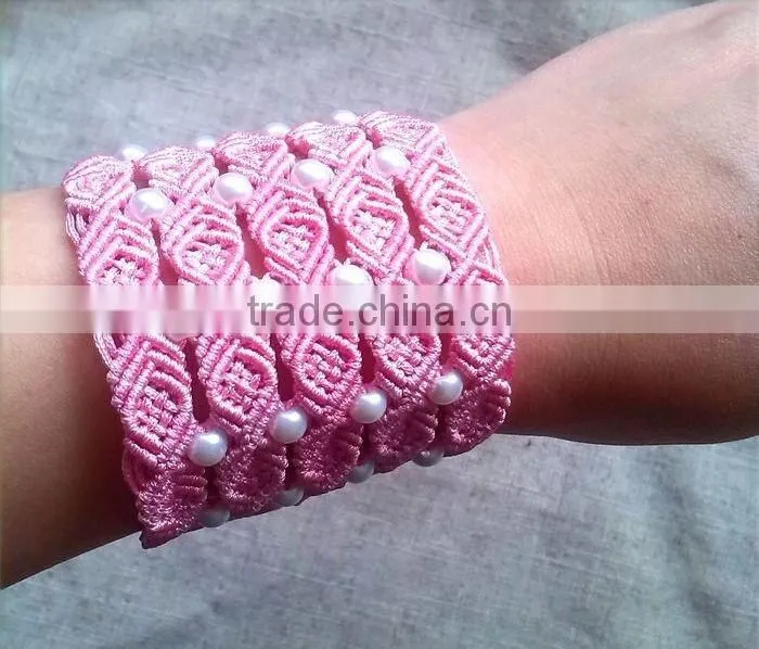 fashion lace wristband for bridesmaid new design wide lace bracelet wedding jewelry bangle fabric braided bracelet bangle