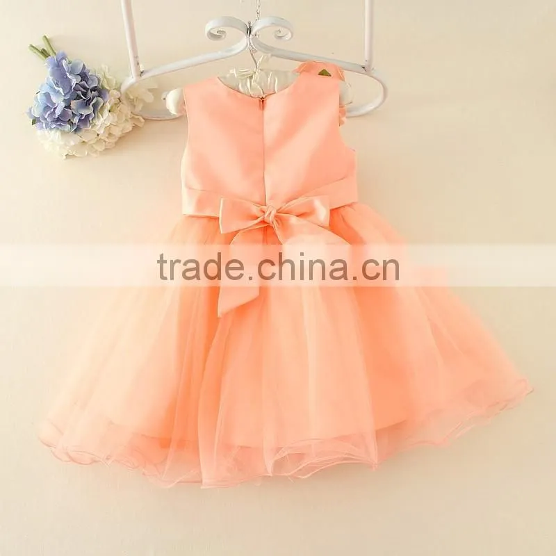 Hot Turkey wholesale children clothes summer shiny performance dance dresses Orange one piece flower party dress Vietnam dress