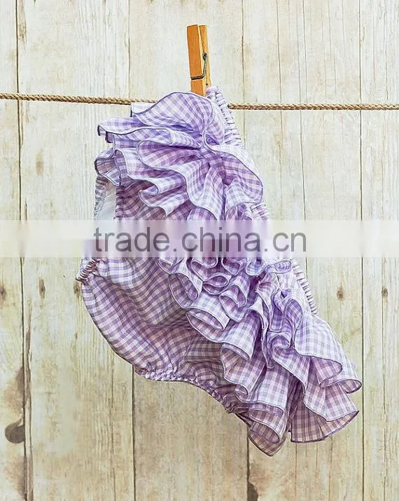 New Design Kids Boutique Clothing Baby Cotton Diaper Cover Bloomers Baby Girl Soft Gingham Underwear Ruffle Shorts
