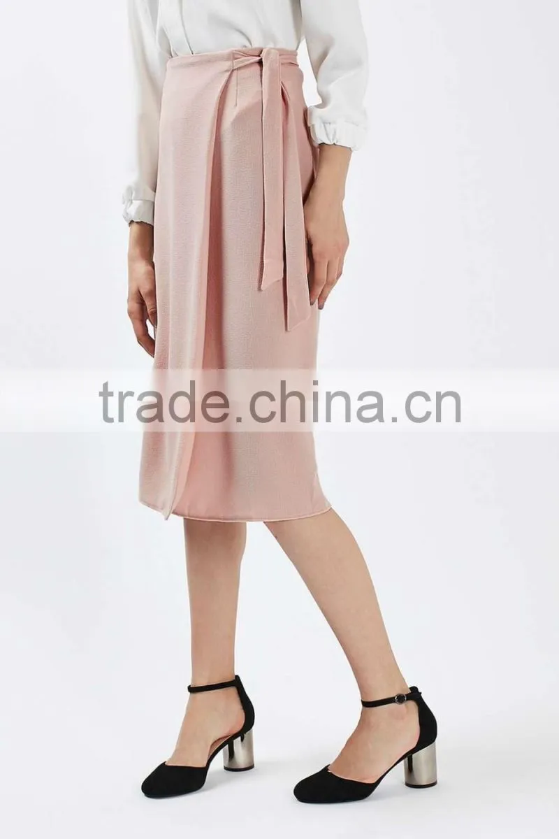Fashion women wrap tie midi skirt